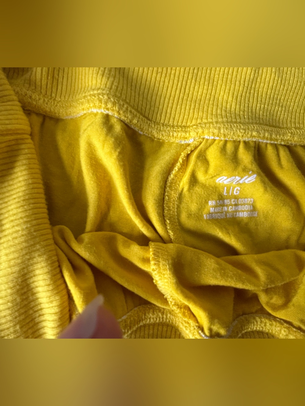 American Eagle Outfitters Yellow Short-Sleeve Piped Pajama pair top & shorts - Picture 7 of 12